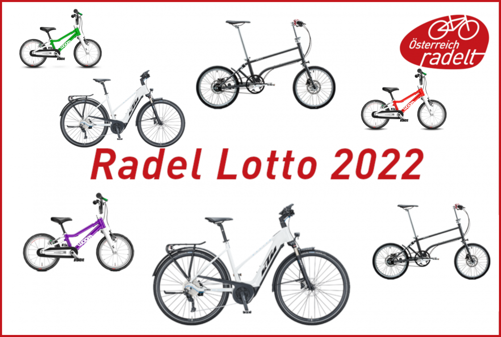 Viele Fahrräder, die es 2022 beim Radel-Lotto zu gewinnen gibt.